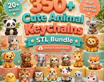 350+ Animal Keychain STL Bundle, 3D Print Keyring Files (Instant Download)