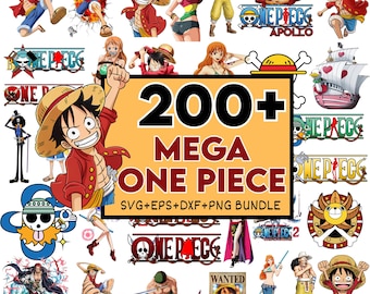 Plus de 200 ensembles One Piece Svg, méga lot de dessins animés d'aventures pirates • Personnages de style manga • Téléchargement numérique