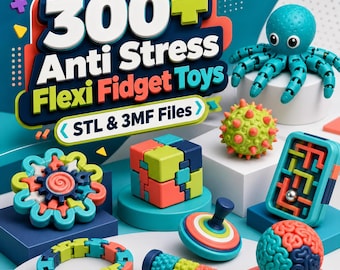 300+Flexi Fidget Toys STL Bundle | Articulated 3D Print Toys & Sensory Models | Print-in-Place STL Files