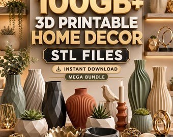Home Decor Stl Files bundle - 100 GB 3D Print Models, Modern Vases, Wall Art