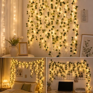 Leaf String Lights, Ivy Vine Fairy Lights, LED Greenery Garland, Bedroom Wall Decor, Wedding Decor, Patio Lights, Room Decor, Tiktok light