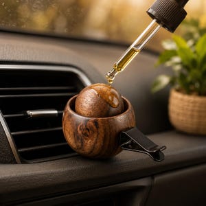 Naturlig valnötsdiffusor för bilen | Ventilklämma för eterisk olja med aromaterapi