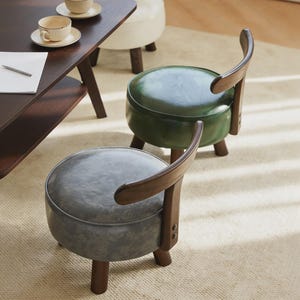 Handmade Solid Wood Accent Chair, Swivel Wooden Chair,Rustic Wood Stool, Minimalist Wooden Chair,Mid Century Style Chair,Kitchen Decor Chair