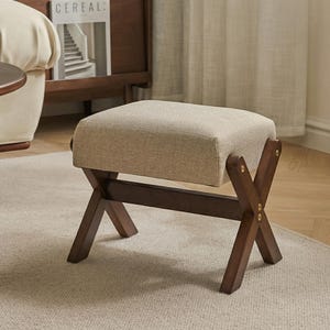 Reposapiés de madera otomano, banco pequeño de madera, taburete para cambiar zapatos en la entrada, reposapiés para sala de estar, taburete de madera maciza, asiento otomano para dormitorio