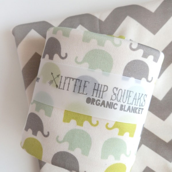 SALE // Swaddling Blanket // Neutral Elephant Print, Chartreuse, Seafoam and Gray, Little Hip Squeaks Spring Collection