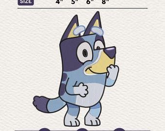 Bluey cartoon machineborduurontwerp | Hondenpatroon voor kinderen (digitale download)