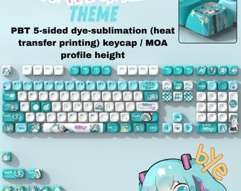 Hatsune Miku MOA Keycaps Set – PBT Dye Sublimation Anime Keycaps – Mechanical Keyboard Keycap