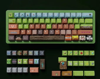 Minecraft Inspired 139 Keycap Set – Pixel Gaming Keyboard Keycaps, Mechanical Keyboard Accessories