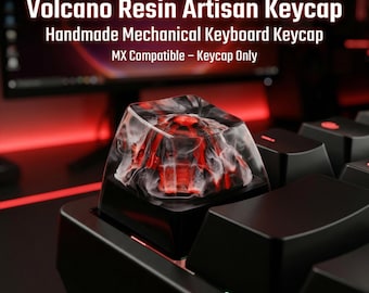 Volcano Resin Artisan Keycap | Handmade Epoxy Lava Keycap | Custom Keycaps | MX Compatible