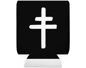 Gothic Cross Can Cooler | Rage Inspired Drink Sleeve, Neoprene Bar Accessory