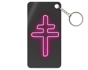 Neon Gothic Cross Keychain | Alternative Acrylic Accessory