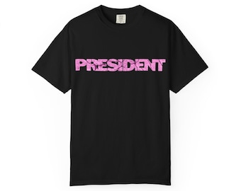 President Band Shirt, Pink Cross Graphic Tee, Alternative Streetwear, Gothic Cross Shirt, Heavy Music Aesthetic, Unisex Black Tee