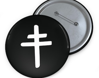 Minimal Cross Button | Gothic Metal Pin, Dark Badge