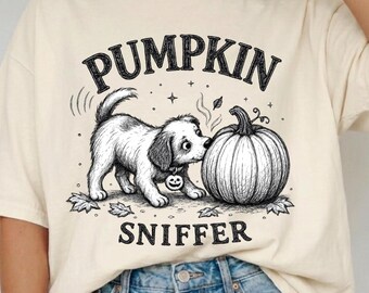 Pumpkin Sniffer Shirt, Cute Dog Halloween Tshirt for Dog Lovers, Funny Fall Puppy Tee, Pumpkin Patch Sweatshirt, Autumn Gift for Her