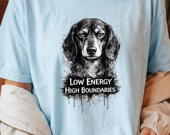 Low Energy High Boundaries Shirt, Funny Introvert Dog Tee, Social Battery Humor, Comfort Colors TShirt, Dog Lover Gift