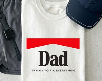 Funny Dad Shirt Comfort Colors, Gift for Dad, Fathers Day Tee, Dad Trying to Fix Everything, Husband Gift, Minimalist Dad Shirt