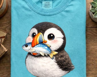 Puffin Shirt for Bird Lovers, Cute Bird Tee, Coastal Animal Tshirt, Ocean Lover Gift, Seabird Graphic Tee, Cute Wildlife Shirt