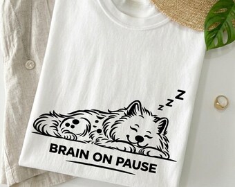 Brain On Pause Dog Shirt, Funny Lazy Dog Tee, Cute Sleeping Dog Shirt, Introvert Humor Shirt, Cozy Aesthetic Dog Lover Gift
