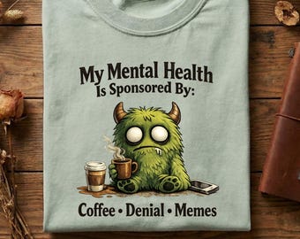 Camiseta "Mi salud mental está patrocinada por...", Camiseta divertida sobre la ansiedad, Camiseta con humor para introvertidos, Regalo para personas que piensan demasiado, Camiseta gráfica Comfort Colors