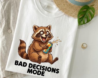 Bad Decisions Mode Raccoon Shirt, Funny Trash Panda Tee, Comfort Colors Graphic T Shirt, Chaotic Energy Meme Shirt Gift