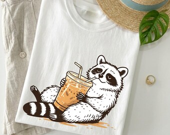 Lazy Raccoon Coffee Shirt, Funny Tired Animal Tee, Introvert Energy Shirt, Burnout Humor Gift, Comfort Colors Graphic Tee