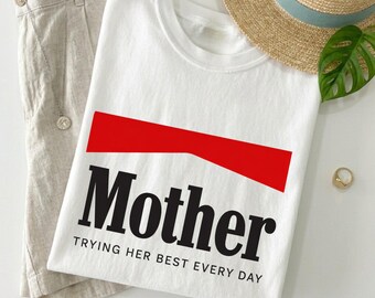 Mother Trying Her Best Shirt, Mom Life Tee, Emotional Support Mom Shirt, Minimalist Typography Tee, Gift for Mom, Comfort Colors