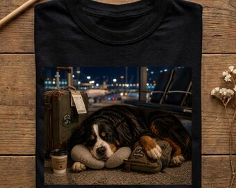 Bernese Mountain Dog Shirt for Dog Lovers, Berner Gift, Travel Dog Tee, Airport Adventure Graphic, Dog Mom Sweatshirt, Dog Dad TShirt