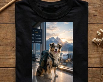 Australian Shepherd Travel Shirt, Adventure Dog Lover Gift, Airport Dog Tee, Hiking Dog Tshirt, Aussie Owner Sweatshirt, Wanderlust Tee