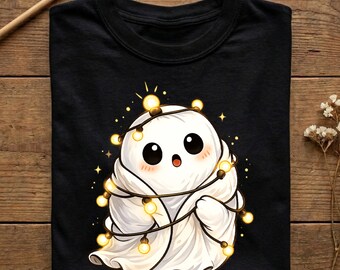 Cute Ghost Halloween Shirt, Kawaii Ghost Tee for Women, Cozy Spooky Season Tshirt, Fall Ghost Gift, Cute Halloween Sweatshirt