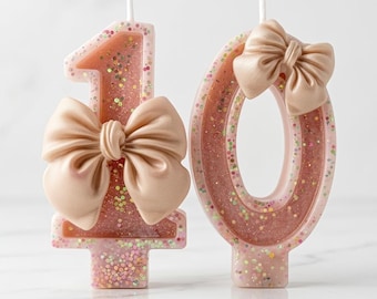 Custom Number Birthday Candle | Coquette Bow Double Digits