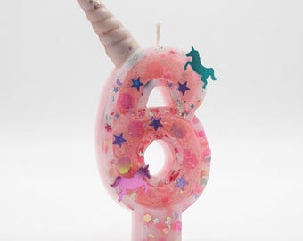 Custom Number Birthday Candle | Unicorn | Birthday Cake Topper for Girls and Boys