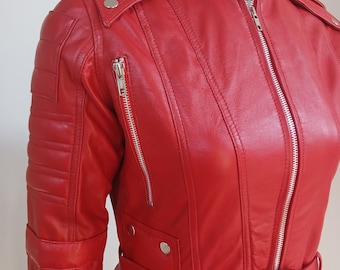 Women Genuine Soft Leather Black Full Zipper Catsuit Overall Bodysuit Jumpsuit