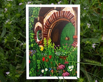 ACEO Limited Print Spring Flowers Shire Hobbit Acrylic Painting Lord of the Rings