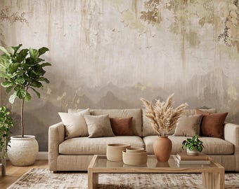 Oriental Landscape Wallpaper • Japan Misty Mountains Wallpaper, Zen Decor