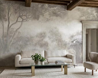 Paesaggio Nebbioso Chiaro – Carta da Parati Foresta Soft, Muro Luminoso, Mural Landscape Ligh, wallpaper