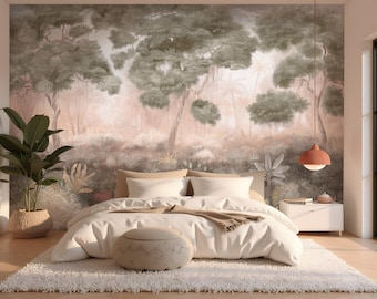 Papier peint Forêt Mystique – Fresque murale botanique Forêt Mystique, Paysage naturel, Décoration de paysage naturel