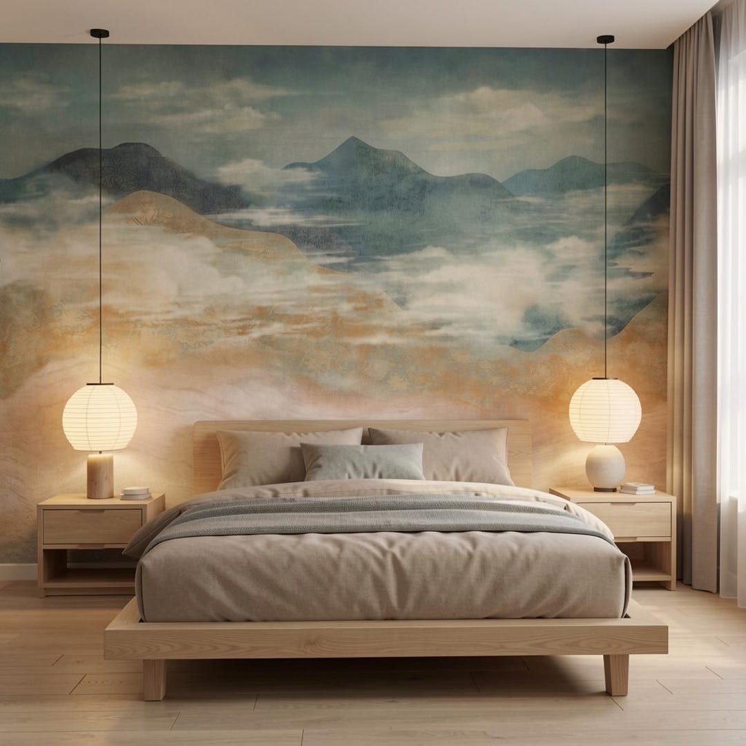 Mystic Mountain Wall Mural – Misty Landscape Wallpaper, Zen and Modern ...