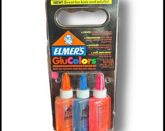 Vintage Elmer’s Glue Glucolors VTG NOS - 1990s - Neon Colors - Deadstock