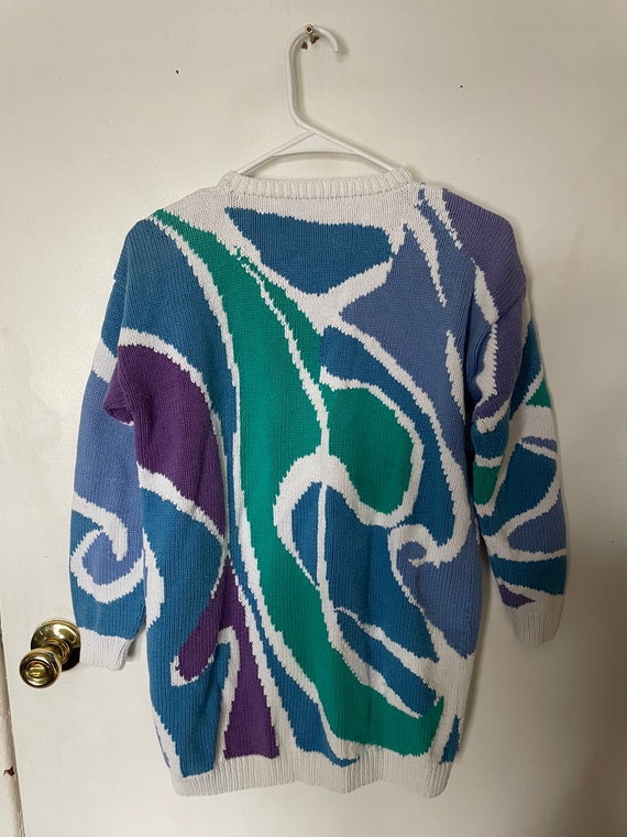 Vintage 1980s/ 1990s colorful cotton Cardigan / s… - image 7