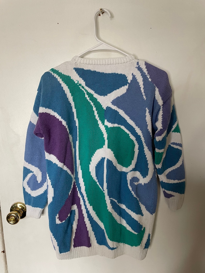 Vintage 1980s/ 1990s colorful cotton Cardigan / sweater image 7