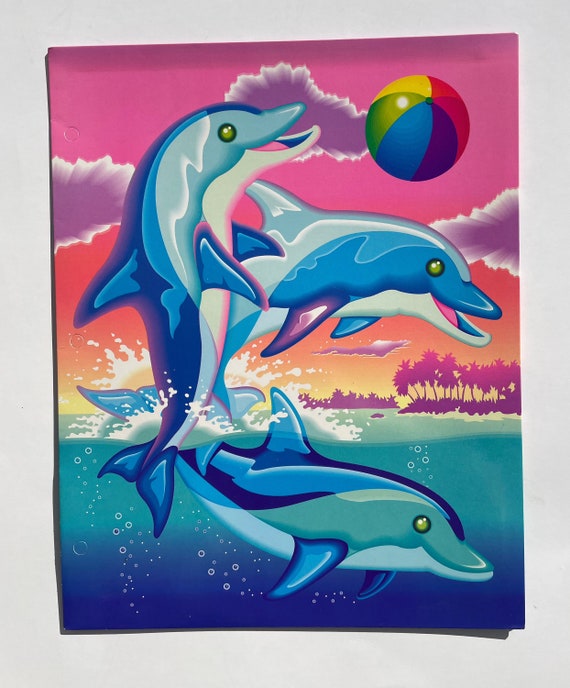 Vintage 1990s Lisa Frank Playing Dolphins Unpunched Folder / Stuart Hall -  Etsy