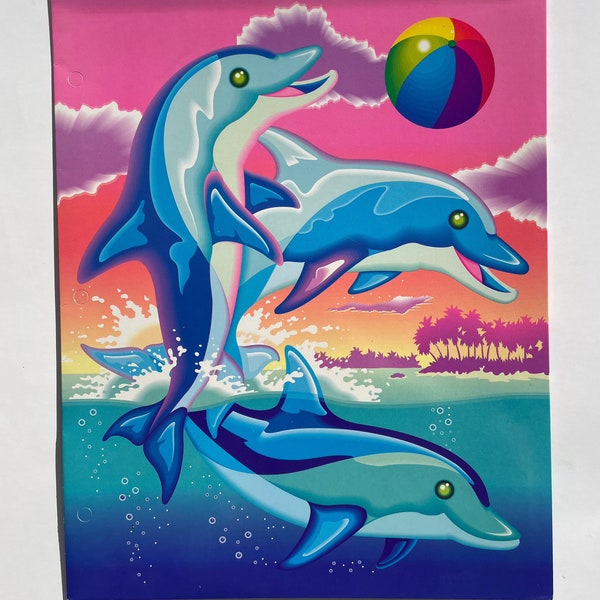 Vintage 1990s Lisa Frank Playing Dolphins Unpunched folder / Stuart Hall