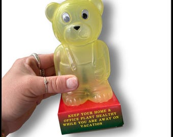 Vintage Adjustable Plastic Bear with Googly Eyes / Self Water Plant feeder