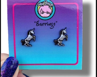 Unicorn Skeleton Post Earrings // Stud Earrings /