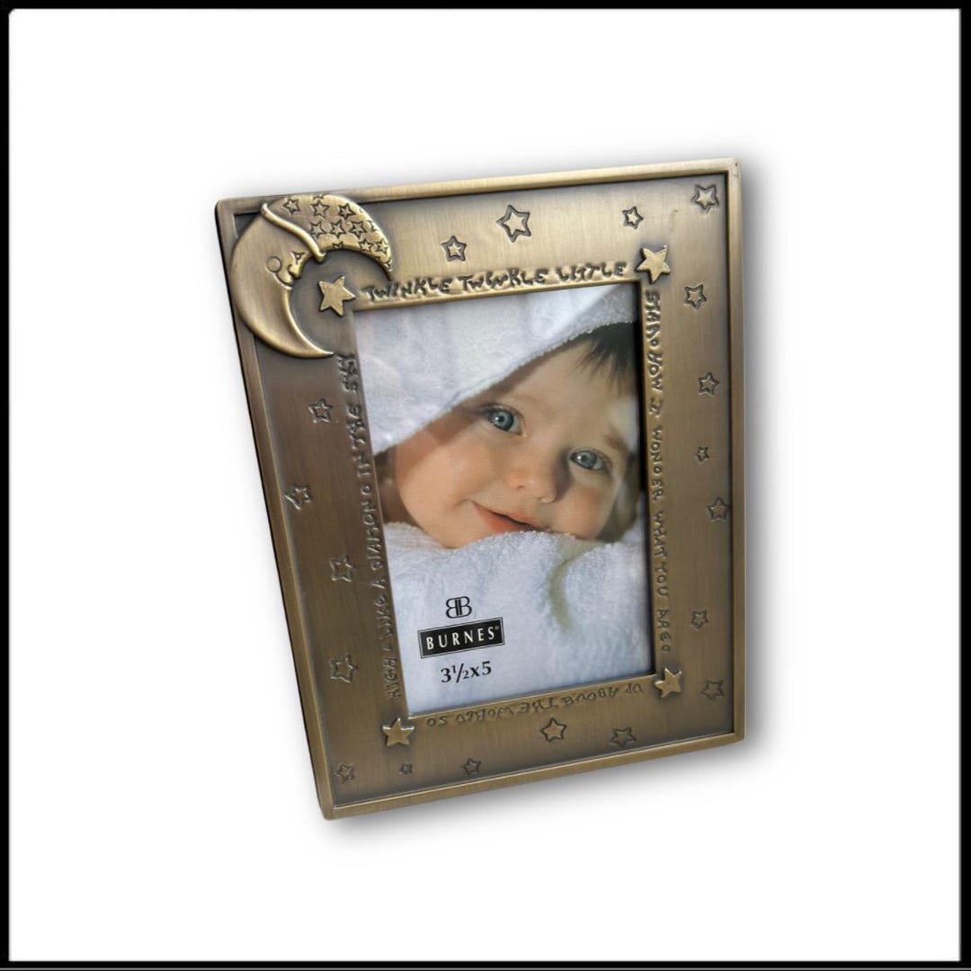 Vintage 90s Celestial Twinkle Star Moon Baby Photo Frame 3 1/2" X 5 ...