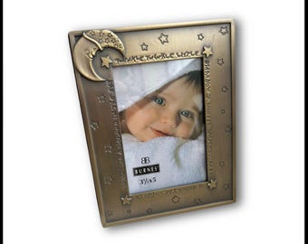 Vintage 90s Celestial Twinkle Star Moon Baby Photo Frame 3 1/2" X 5" Embossed