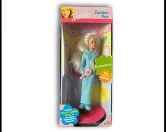 Vintage 2002 Mattel Barbie Collectible Fashion Doll Pen Rose Art