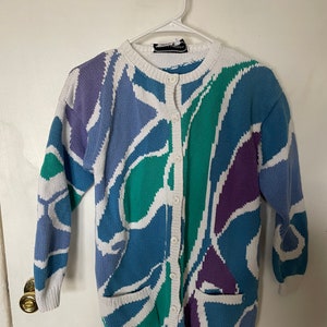 Vintage 1980s/ 1990s colorful cotton Cardigan / sweater image 2