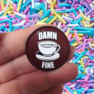 SECONDS SALE / Twin Peaks Enamel Pin / R & R Diner / Agent Dale Cooper / Lapel Pin / Damn Fine Coffee