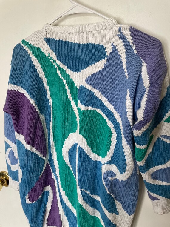 Vintage 1980s/ 1990s colorful cotton Cardigan / s… - image 4